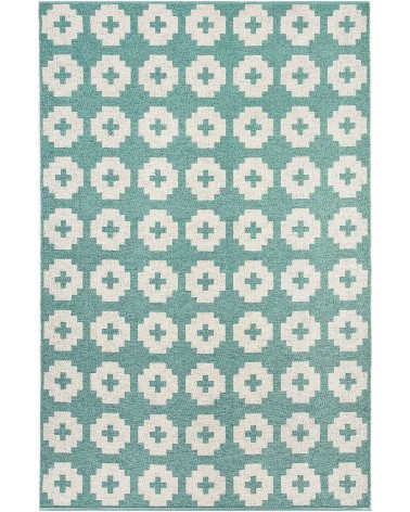 Tapis Vinyle - FLOWER Lagoon Brita Sweden tapis scandinave en vinyle lavable en machine de cuisine exterieur salon couloir