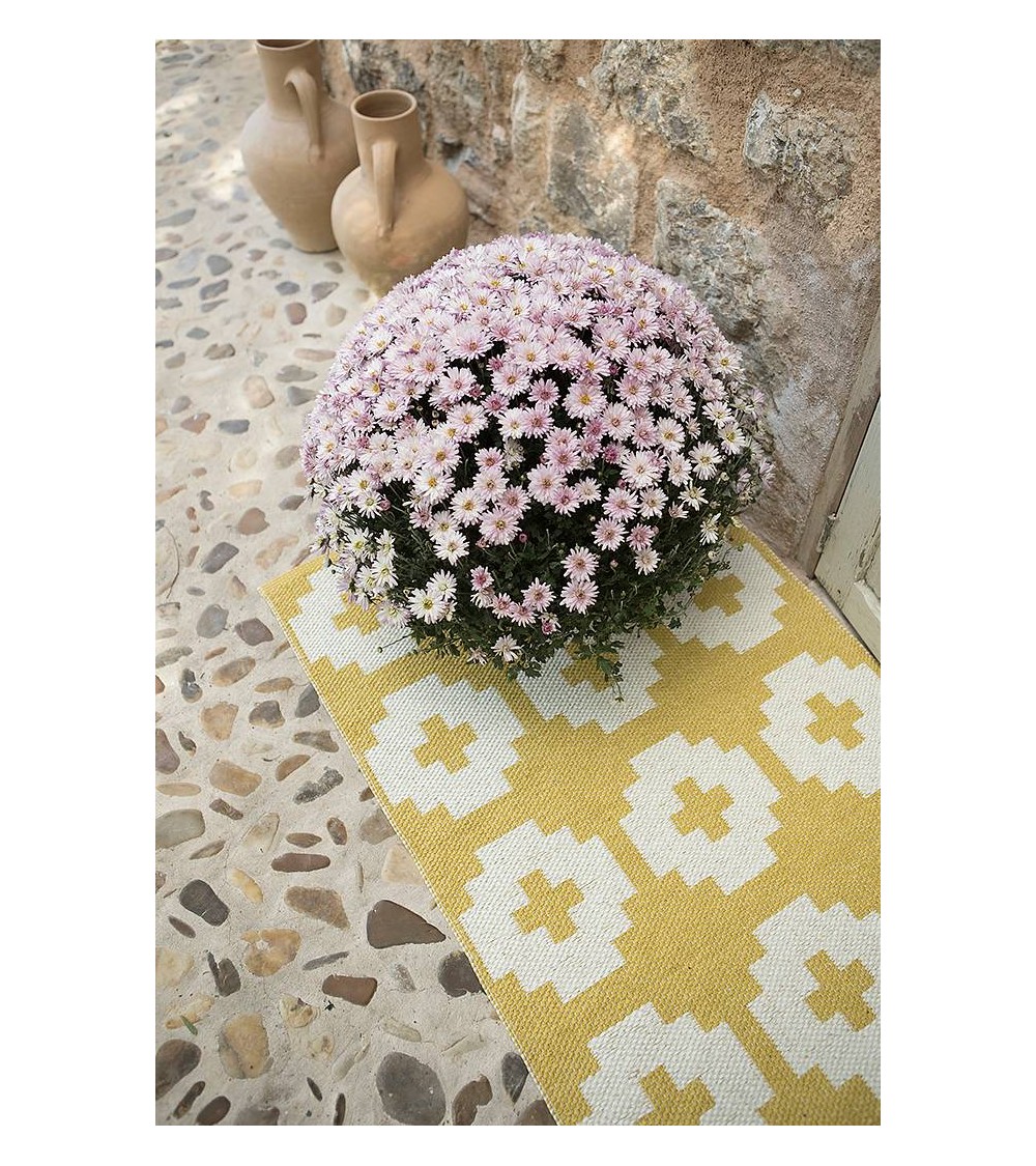 Vinyl Teppich - FLOWER Sun Brita Sweden küchenteppich küchenläufer waschbar waschbarer outdoor teppich Teppichläufer balkon