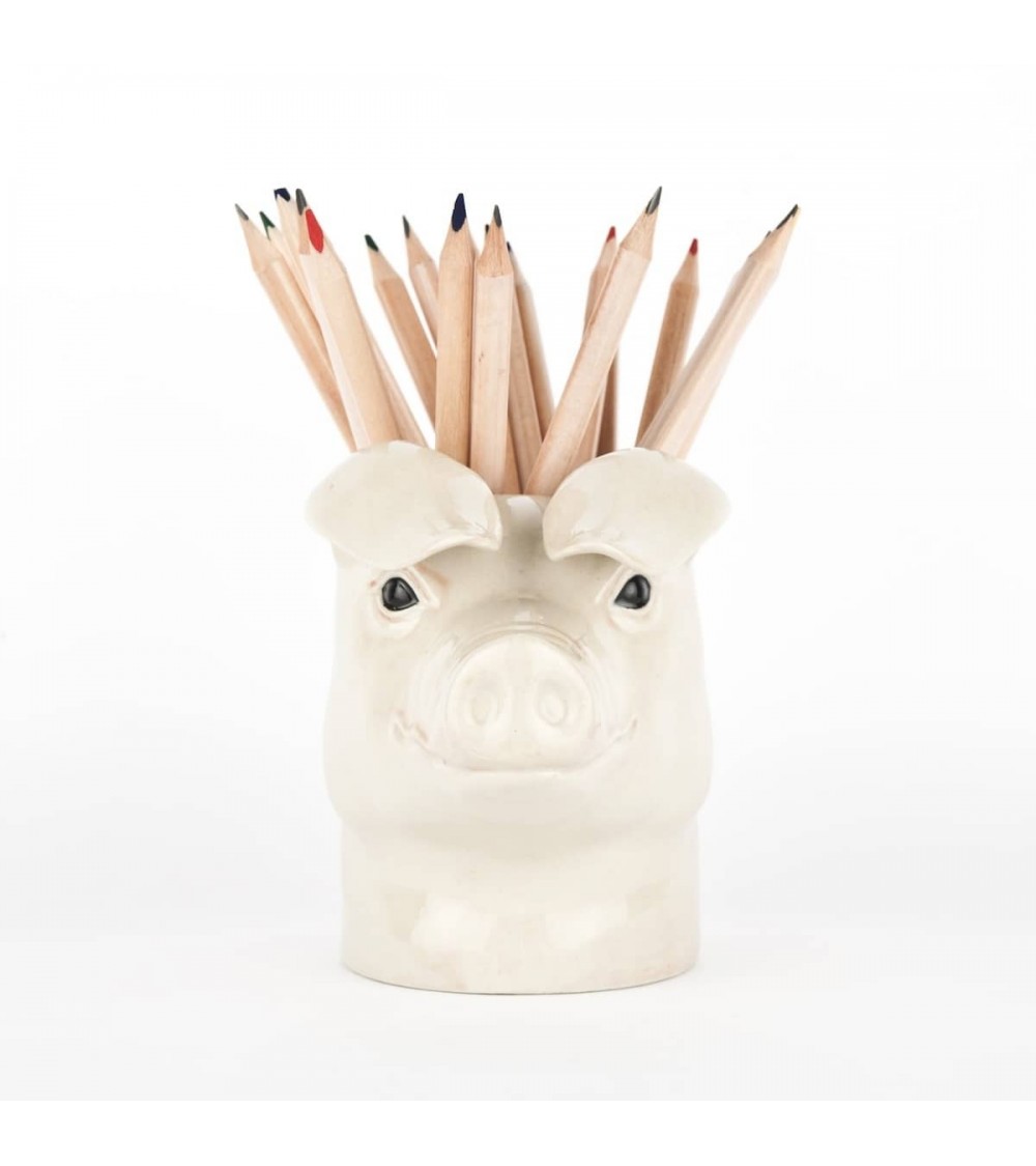 Cochon - Porte crayon & stylo, Petit pot de fleur Quail Ceramics bureau original design pour plantes intérieur à couvert bros...