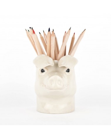 Cochon - Porte crayon & stylo, Petit pot de fleur Quail Ceramics bureau original design pour plantes intérieur à couvert bros...
