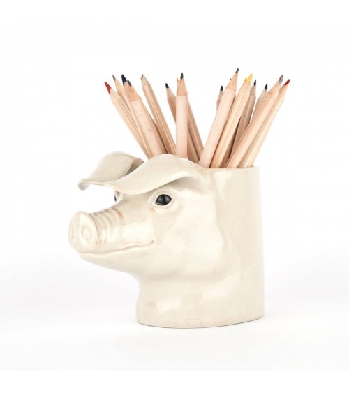 Cochon - Porte crayon & stylo, Petit pot de fleur Quail Ceramics bureau original design pour plantes intérieur à couvert bros...