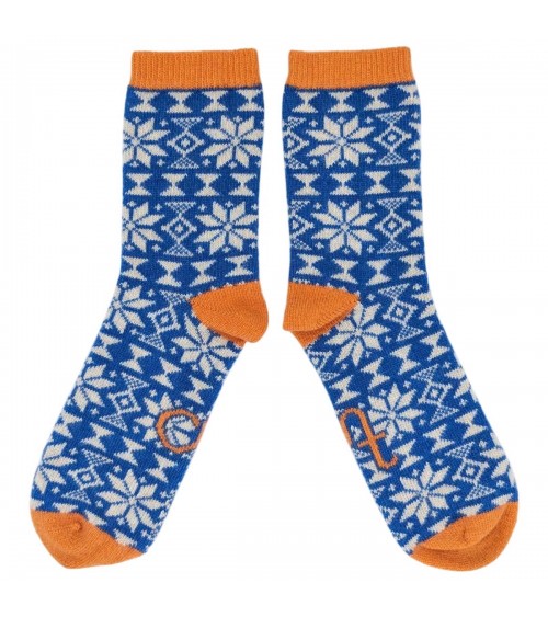 Fair Isle Blu - Calzettoni di lana donna Catherine Tough calze da uomo per donna divertenti simpatici particolari