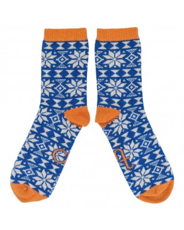 Fair Isle Blu - Calzettoni di lana donna Catherine Tough calze da uomo per donna divertenti simpatici particolari