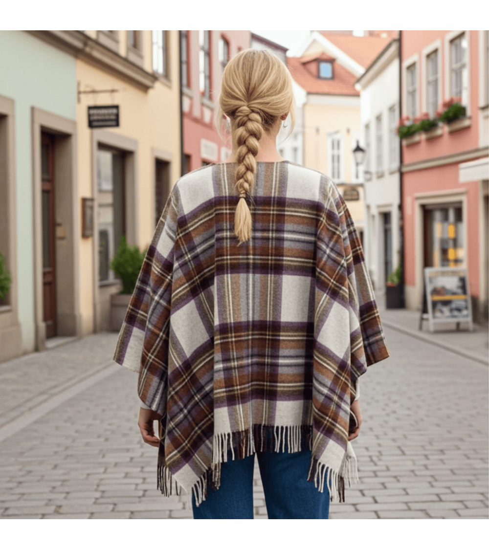 Mini Ruana Tartan DRESS HEATHER STEWART - Merino wool poncho Bronte by Moon cape warm winter elegant for women kitatori switz...