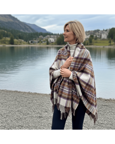 Mini Ruana Tartan DRESS HEATHER STEWART - Mantella, poncho di lana Bronte by Moon donna elegante invernale kitatori svizzera