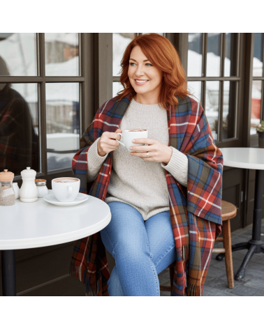 große Ruana Tartan ANTIQUE BUCHANAN - Poncho, cape aus Wolle Bronte by Moon wollponcho Ponchos für Damen elegant Winter kaufen