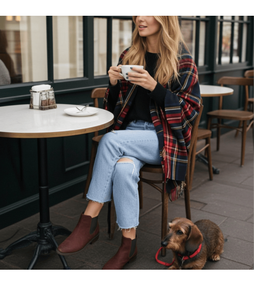 Mini Ruana Tartan BLACK STEWART - poncho, cape en laine Bronte by Moon femme hiver chic plaid kitatori suisse