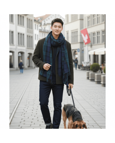 Tartan BLACK WATCH XL - Breiter Schal, Merino Wollschal Bronte by Moon Damen Winter Winterschal Herrenschal woll schal mit fr...