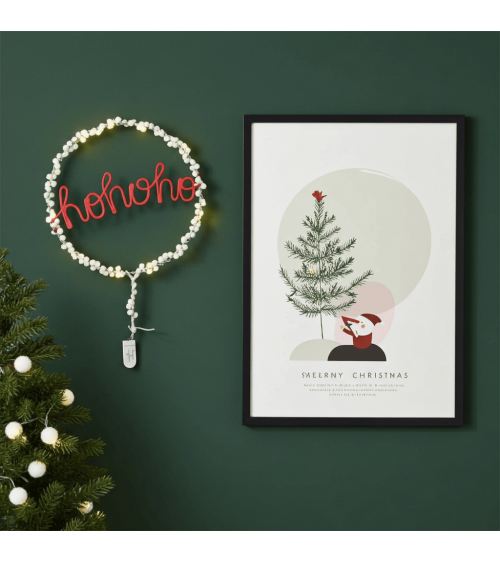 ho ho ho - Christmas Wreath - Fairy light