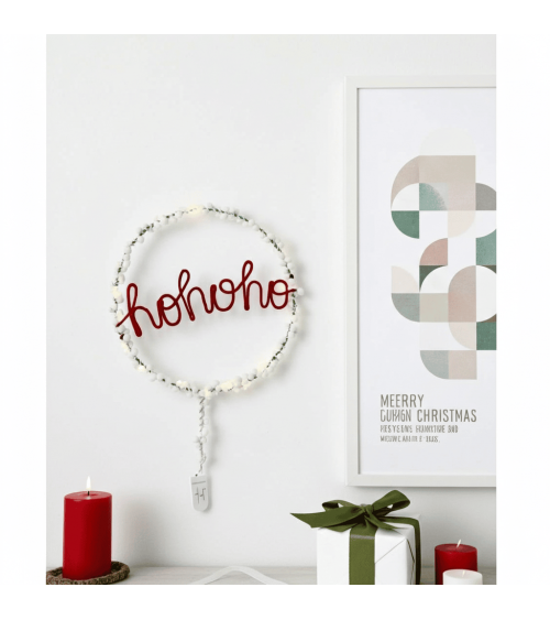 ho ho ho - Christmas Wreath - Fairy light