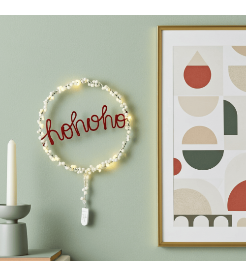ho ho ho - Christmas Wreath - Fairy light