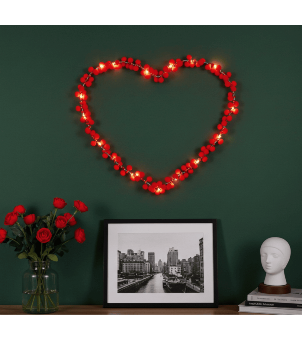 Coeur à Pompons Rouges - Décoration Lumineuse Melanie Porter deco chambre intérieur murale salon lumineux