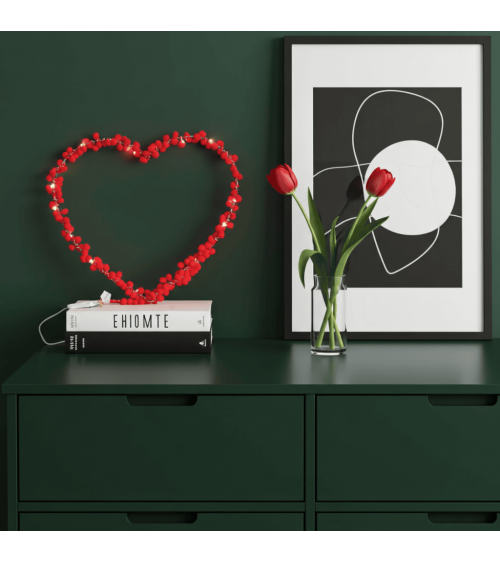 Coeur à Pompons Rouges - Décoration Lumineuse Melanie Porter deco chambre intérieur murale salon lumineux