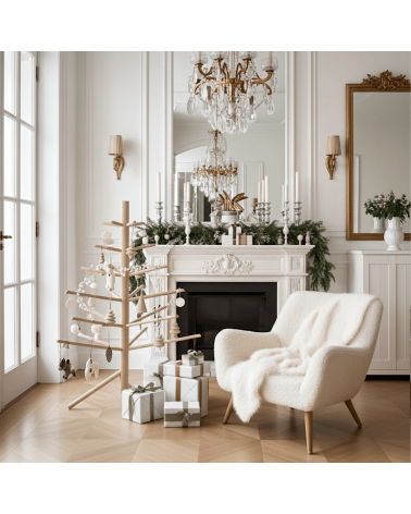 Petit Sapin de Noël design en bois original decoratif artisanal alternatif naturel écologique décoré
