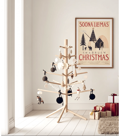 Small Design Wooden Christmas tree artificial fake realistic real woods christmas tree