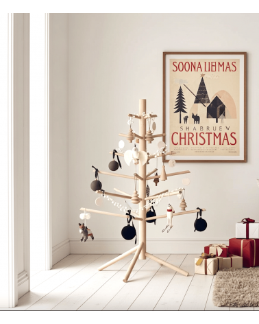 Small Design Wooden Christmas tree artificial fake realistic real woods christmas tree