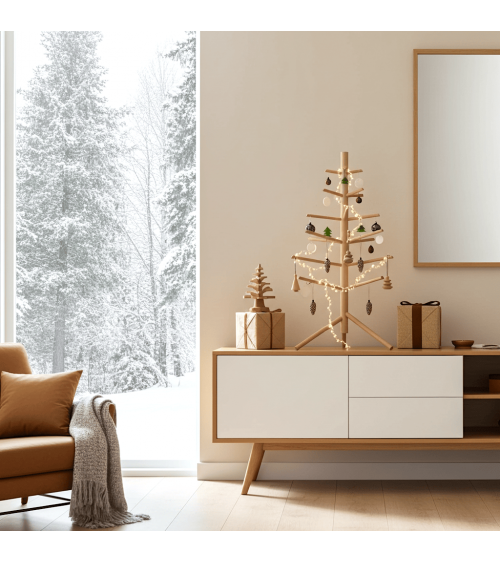 Small Wooden Christmas tree - Kitatori Design xmas tree in wood artificial fake realistic real woods christmas tree