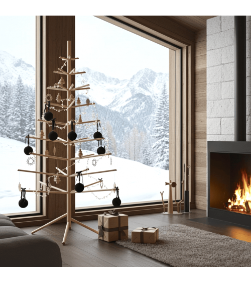 Albero di Natale in legno - Alberi natalizi di legno Kitatori bellissimi particolari decorato addobbati eleganti moderno