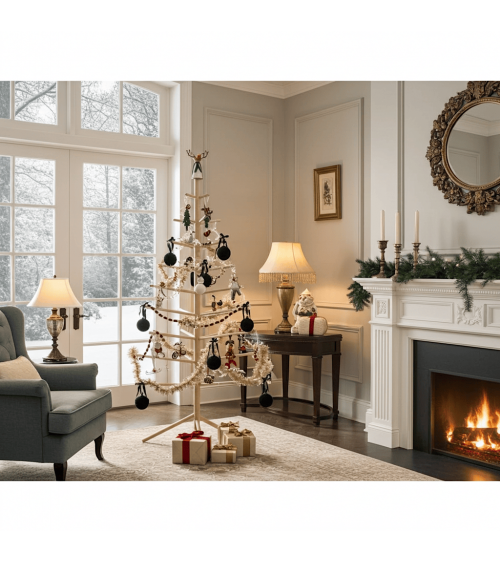 Sapin de Noël en bois Suisse - arbre de Noel design KITATORI original decoratif artisanal alternatif naturel écologique décoré