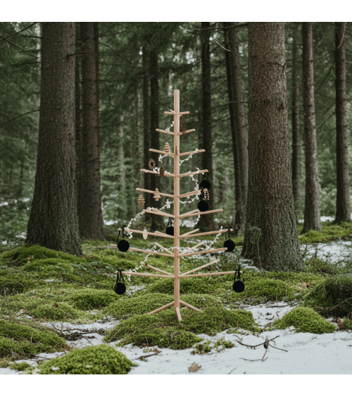 Sapin de Noël en bois Suisse - arbre de Noel design KITATORI original decoratif artisanal alternatif naturel écologique décoré