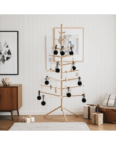 Sapin de Noël en bois Suisse - arbre de Noel design KITATORI original decoratif artisanal alternatif naturel écologique décoré