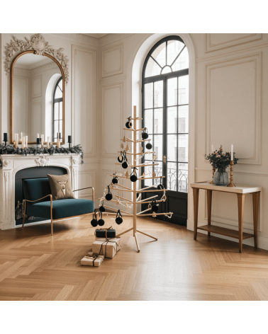 Sapin de Noël en bois Suisse - arbre de Noel design KITATORI original decoratif artisanal alternatif naturel écologique décoré