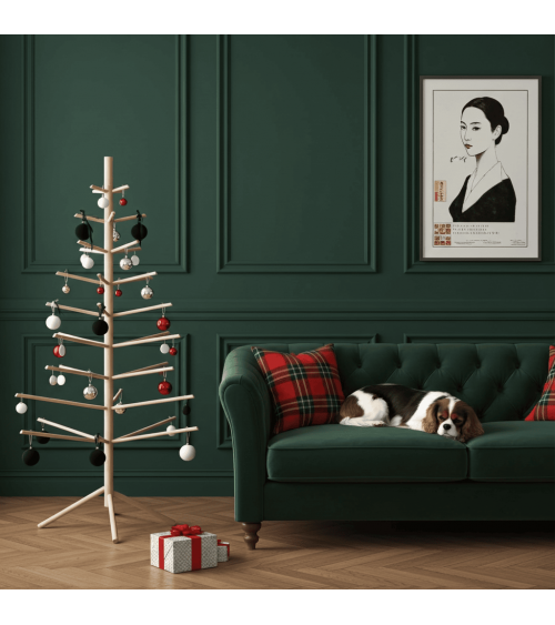 Sapin de Noël en bois Suisse - arbre de Noel design KITATORI original decoratif artisanal alternatif naturel écologique décoré