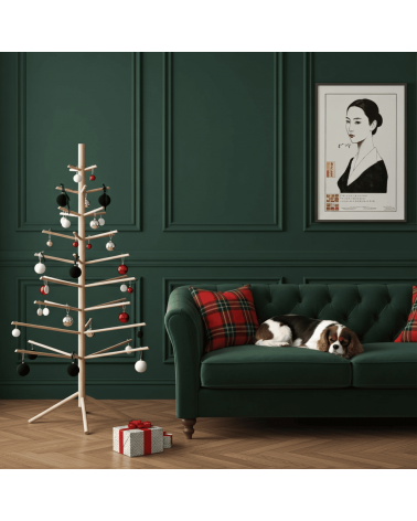 Sapin de Noël en bois Suisse - arbre de Noel design KITATORI original decoratif artisanal alternatif naturel écologique décoré