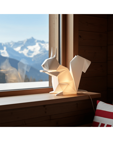 Écureuil - Lampe de table à poser, lampe de chevet originale Plizoo a poser de nuit led moderne originale design suisse