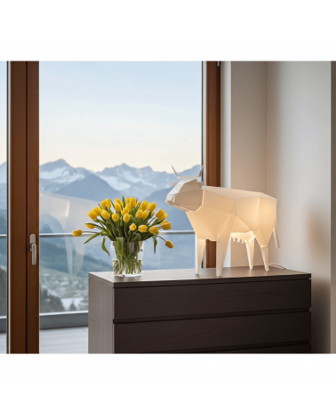 Lampe Vache - Luminaire animal à poser, lampe de chevet design Plizoo a poser de nuit led moderne originale design suisse