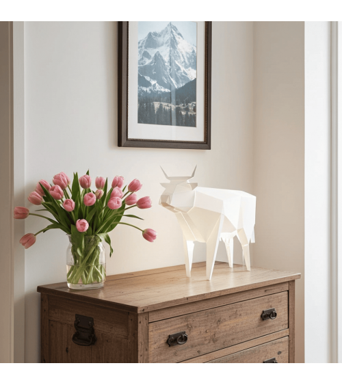 Lampe Vache - Luminaire animal à poser, lampe de chevet design Plizoo a poser de nuit led moderne originale design suisse