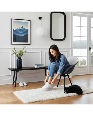 Fauteuil design GRAVÊNE 7.0 - Blanc & Bleu Maximum Paris relaxant confortable allaitement maison salon