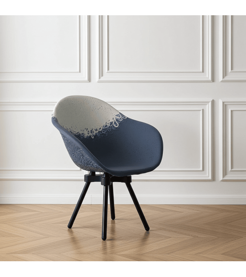 Fauteuil design GRAVÊNE 7.0 - Blanc & Bleu Maximum Paris relaxant confortable allaitement maison salon
