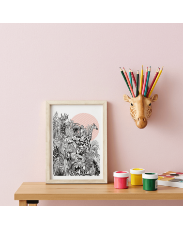 Girafe - Poster A4, affiche, deco murale Olala by Pupa mural affiche posters muraux design deco salon cuisine chambre enfant