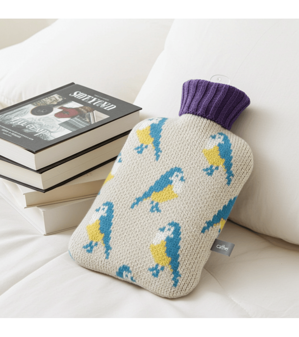 Blue Tits - Small Hot water bottle with wool cover Catherine Tough best luxury cool nice cute portable