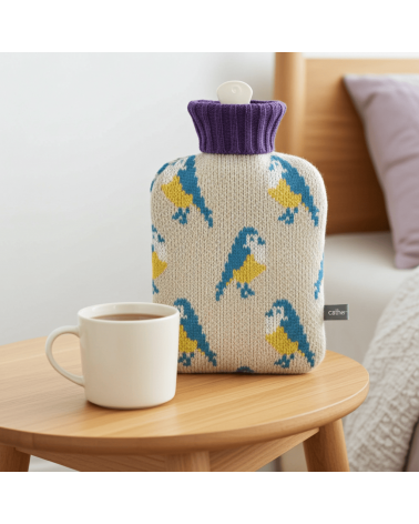 Blue Tits - Small Hot water bottle with wool cover Catherine Tough best luxury cool nice cute portable