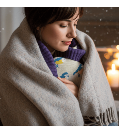 Blue Tits - Small Hot water bottle with wool cover Catherine Tough best luxury cool nice cute portable