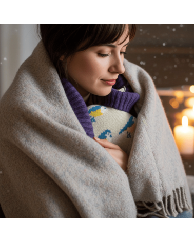 Blue Tits - Small Hot water bottle with wool cover Catherine Tough best luxury cool nice cute portable