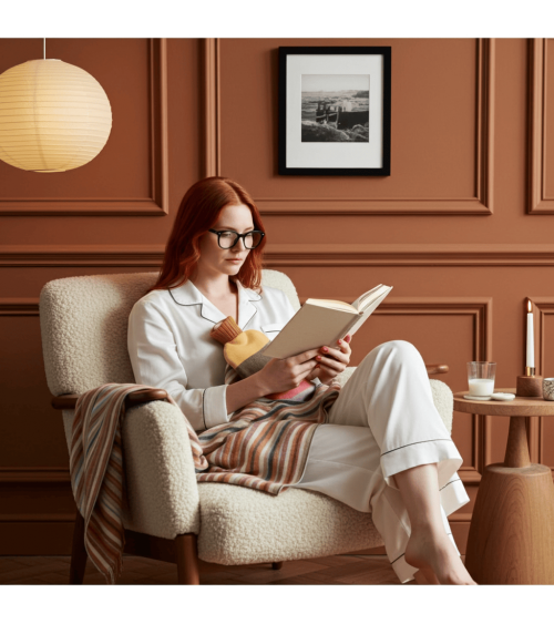 Mustard & Coral Block - Bouillotte à eau déhoussable Catherine Tough longue originale haut de gamme luxe