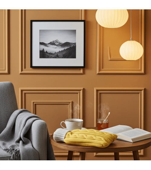Bouillotte à eau avec housse en cachemire mélangé - Jaune et beige Catherine Tough longue originale haut de gamme luxe