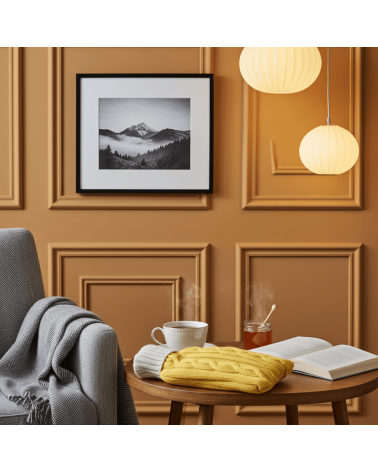 Bouillotte à eau avec housse en cachemire mélangé - Jaune et beige Catherine Tough longue originale haut de gamme luxe