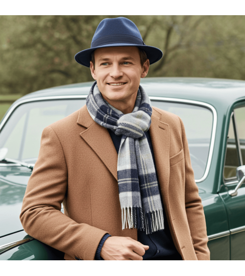 Tartan Bannockbane Silver - écharpe en laine mérinos Bronte by Moon luxe pour femme homme Suisse Kitatori