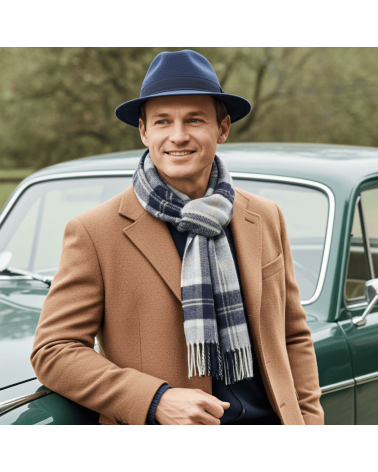 Tartan Bannockbane Silver - écharpe en laine mérinos Bronte by Moon luxe pour femme homme Suisse Kitatori
