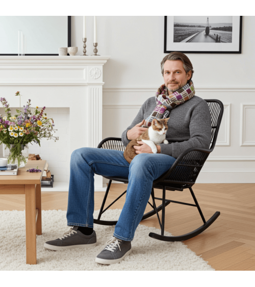 RIBBON Gris - echarpe multicolore en laine merinos Bronte by Moon luxe pour femme homme Suisse Kitatori