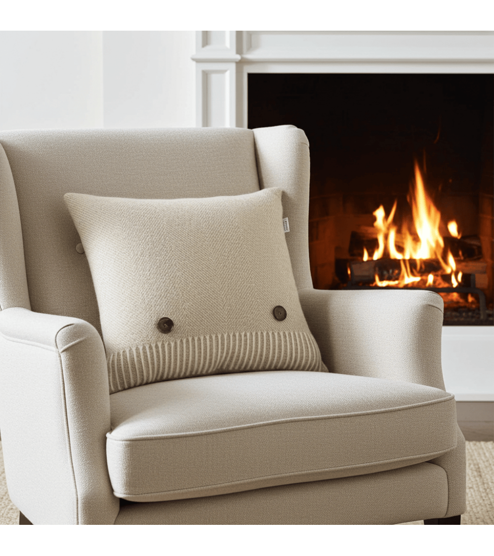 Cuscino in lana HERRINGBONE Beige - Cuscini decorativi per divano Bronte by Moon cuscini decorativi per divano deco di lusso ...