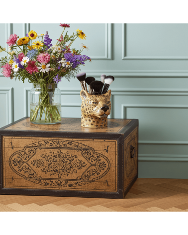 Leopard - Animal Pencil pot & Flower pot Quail Ceramics pretty pen pot holder cutlery toothbrush makeup brush