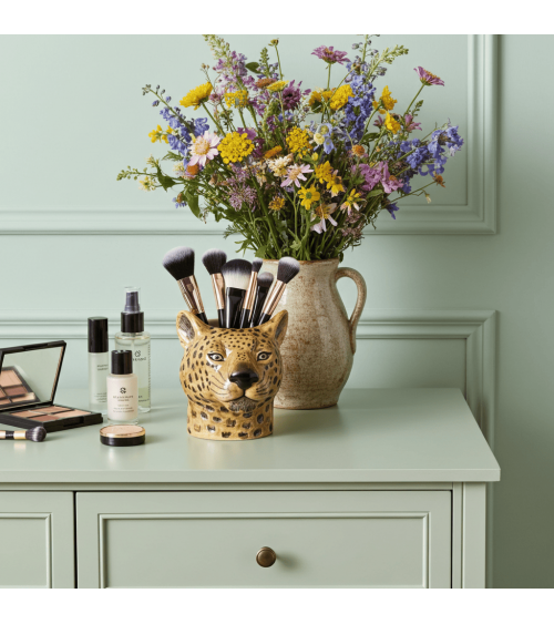 Leopard - Animal Pencil pot & Flower pot Quail Ceramics pretty pen pot holder cutlery toothbrush makeup brush