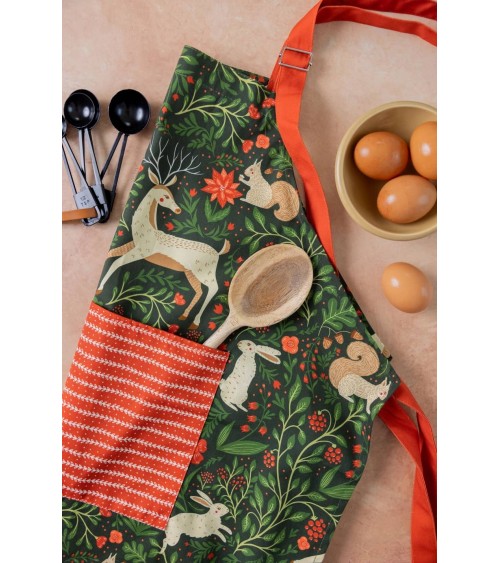 Tablier de cuisine - Forêt de Noël Gingiber personnalisé femme chic homme original cuisinier patissier barbecue
