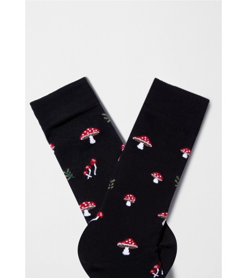 BeMushroom - schwarze Socken aus Bio Baumwolle Besocks socke kuschelsocken für damen lustig herren farbige coole socken