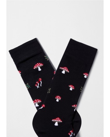 BeMushroom - schwarze Socken aus Bio Baumwolle Besocks socke kuschelsocken für damen lustig herren farbige coole socken